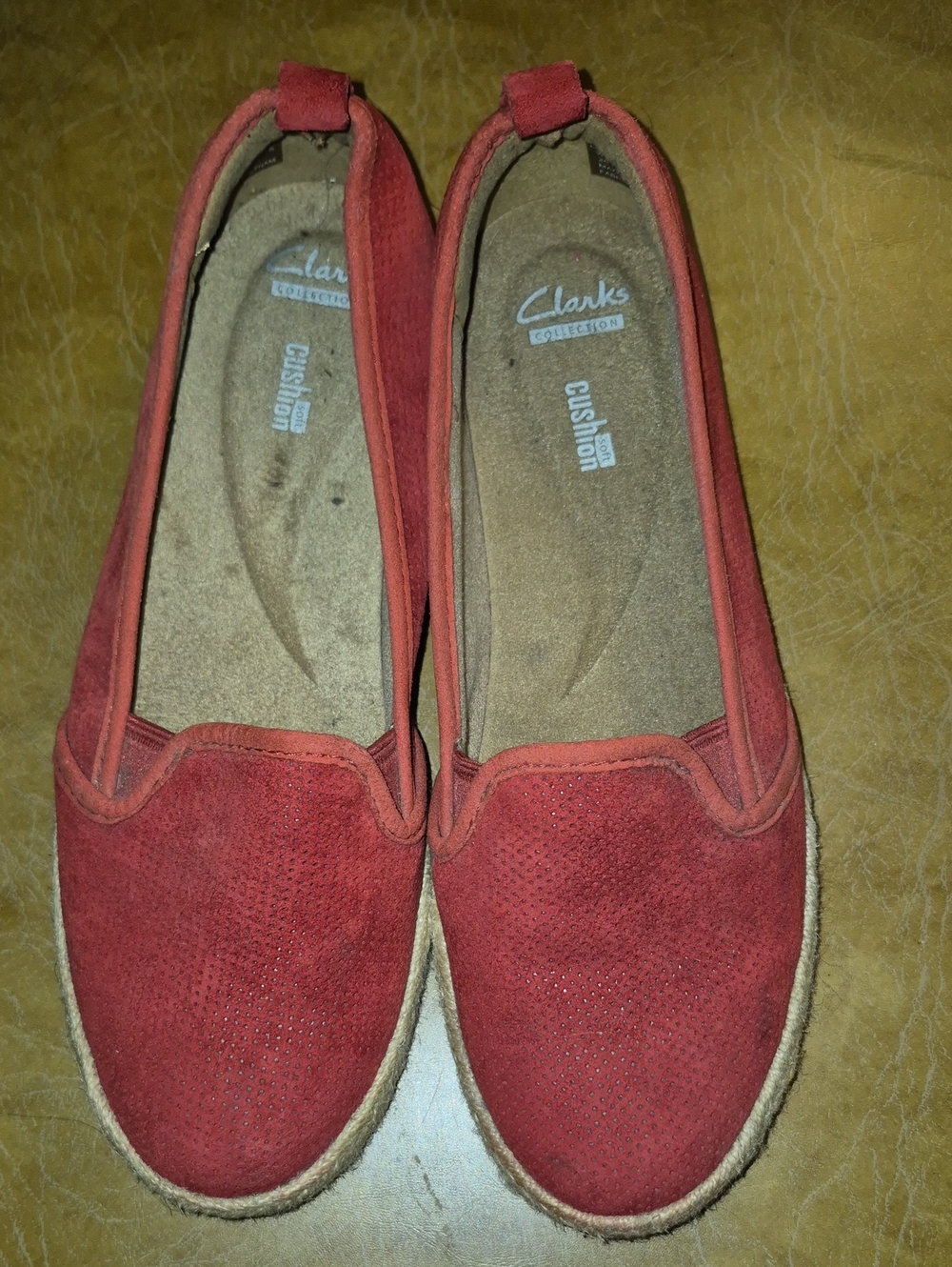 Clarks Red Suede Slip-On Flats..size 8.5
